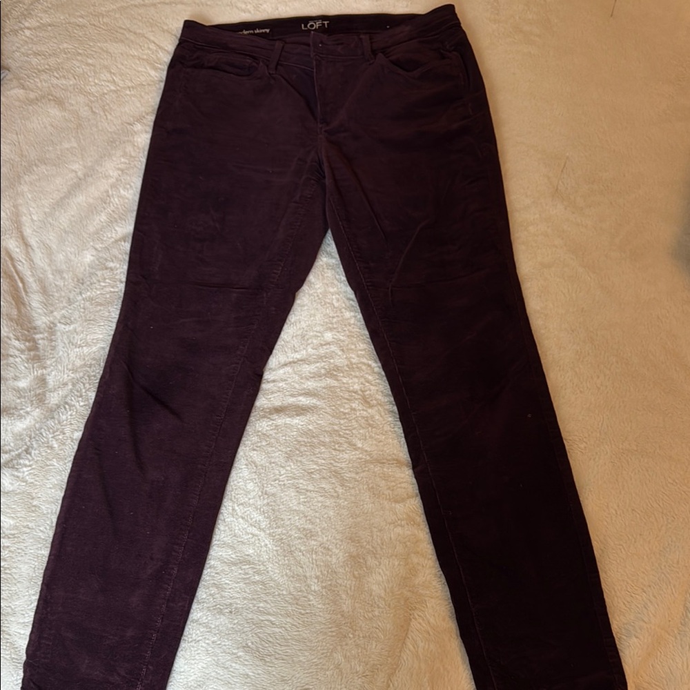 LOFT Women's Purple/Maroon Corduroy Pants